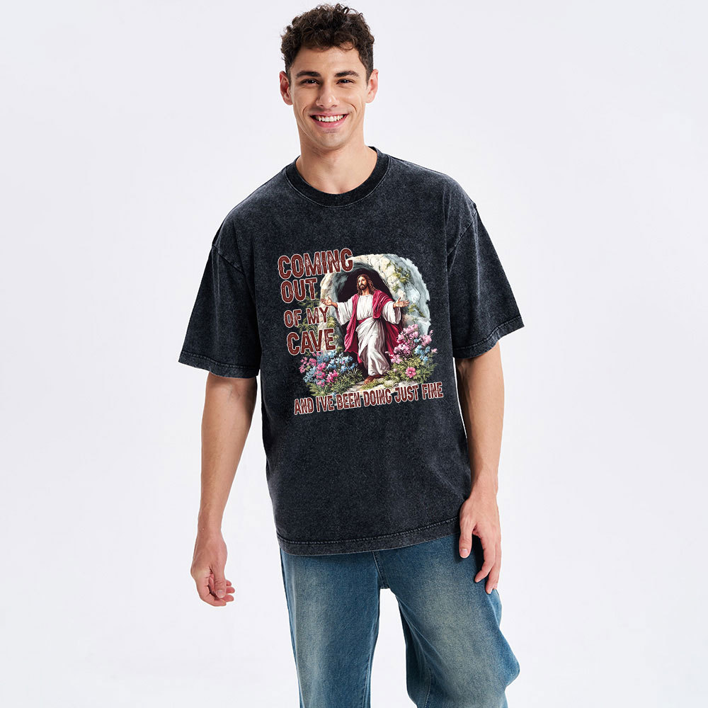 Coming Out Of My Cave Christian Washed T-Shirt