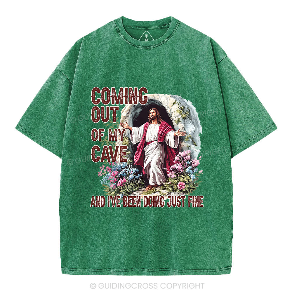 Coming Out Of My Cave Christian Washed T-Shirt
