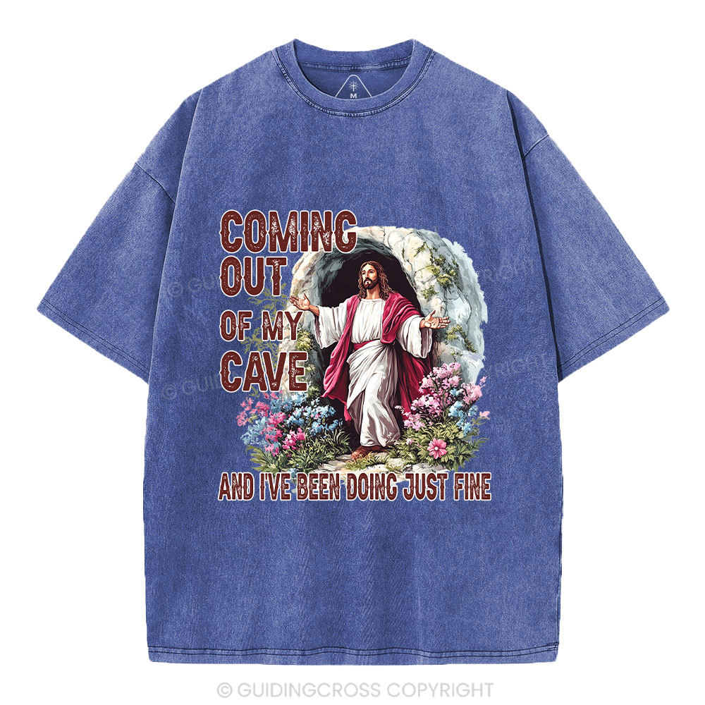 Coming Out Of My Cave Christian Washed T-Shirt