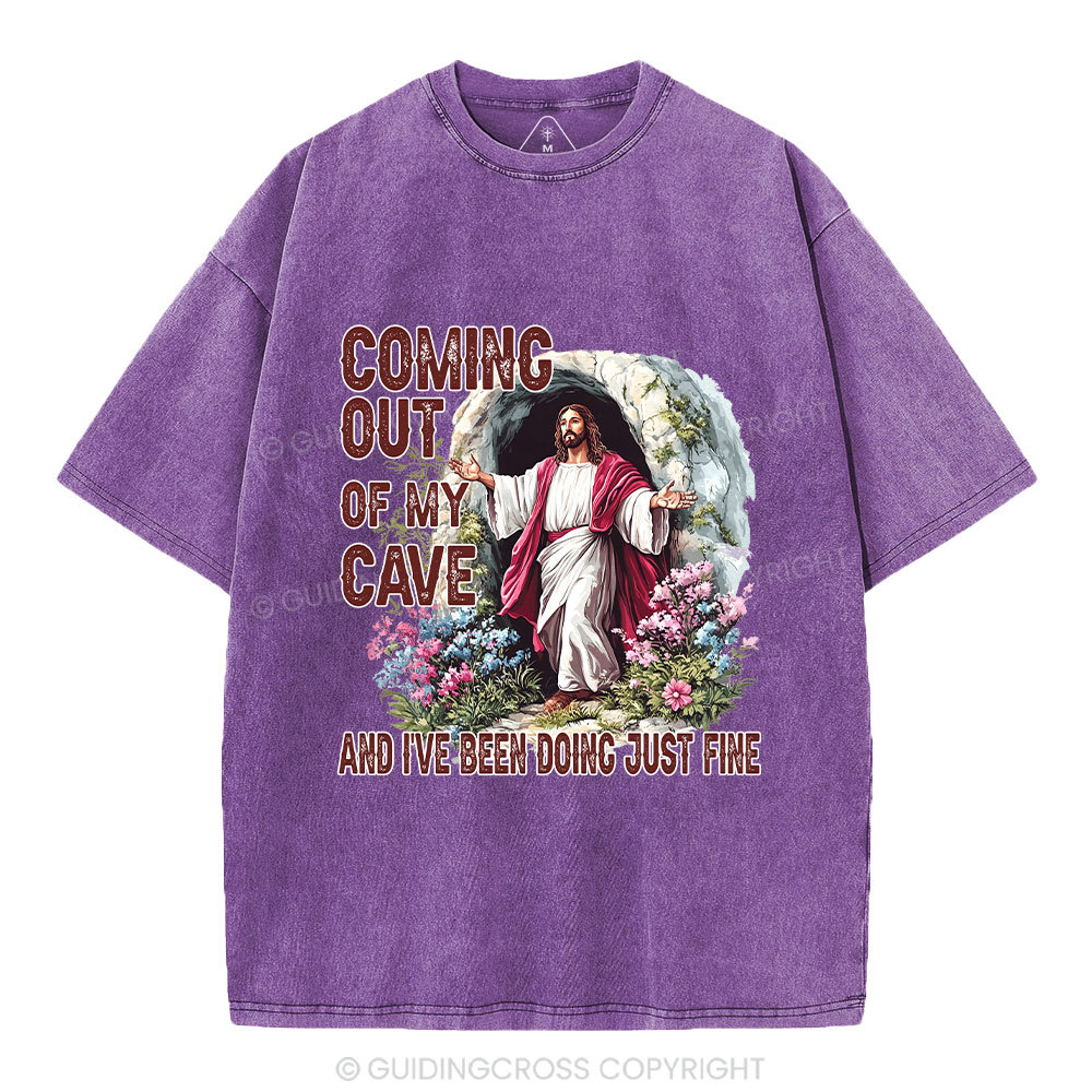 Coming Out Of My Cave Christian Washed T-Shirt