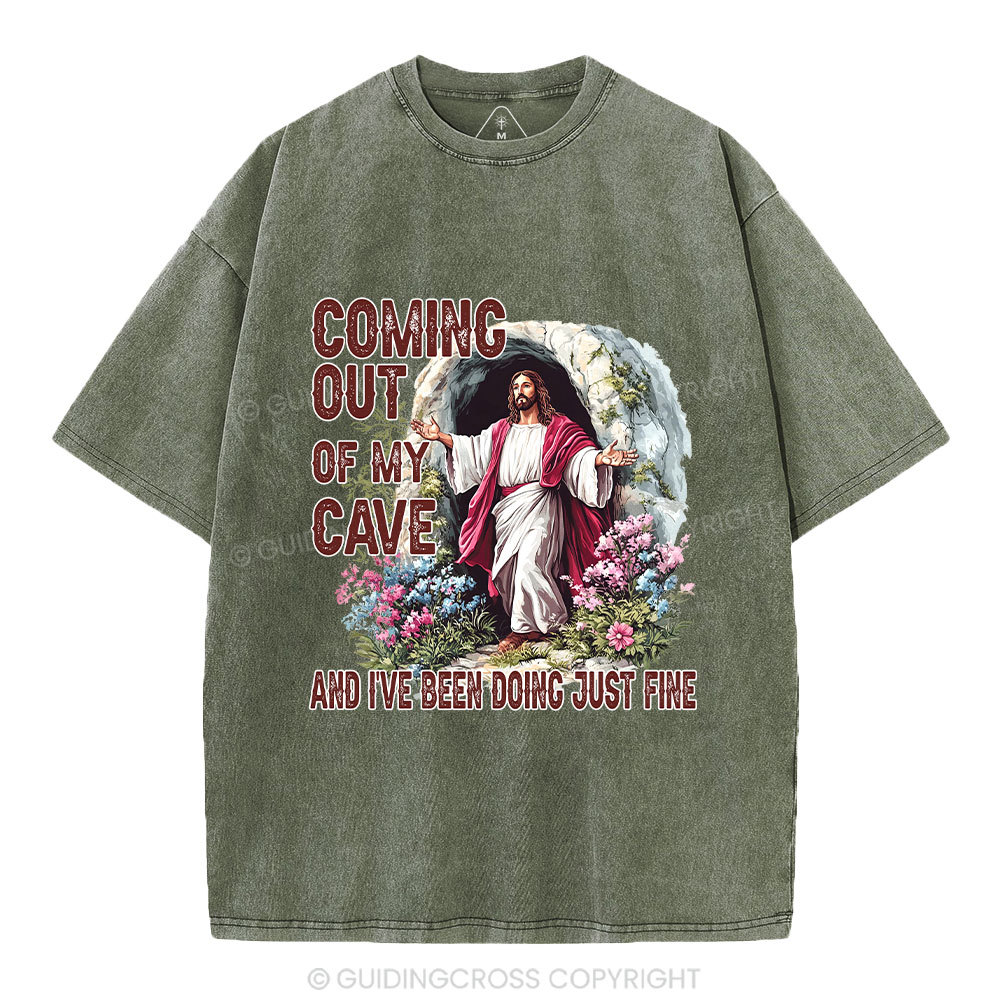 Coming Out Of My Cave Christian Washed T-Shirt