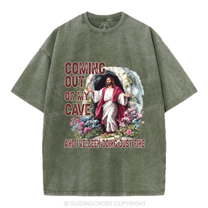 Coming Out Of My Cave Christian Washed T-Shirt
