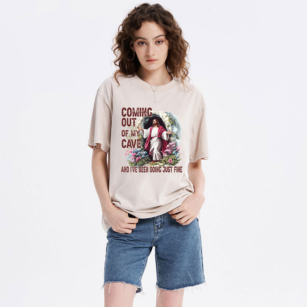 Coming Out Of My Cave Christian Washed T-Shirt
