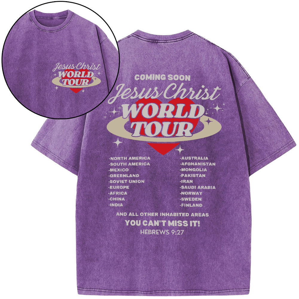 Coming soon Christ World Tour Christian Washed T-Shirt Sale-GuidingCross