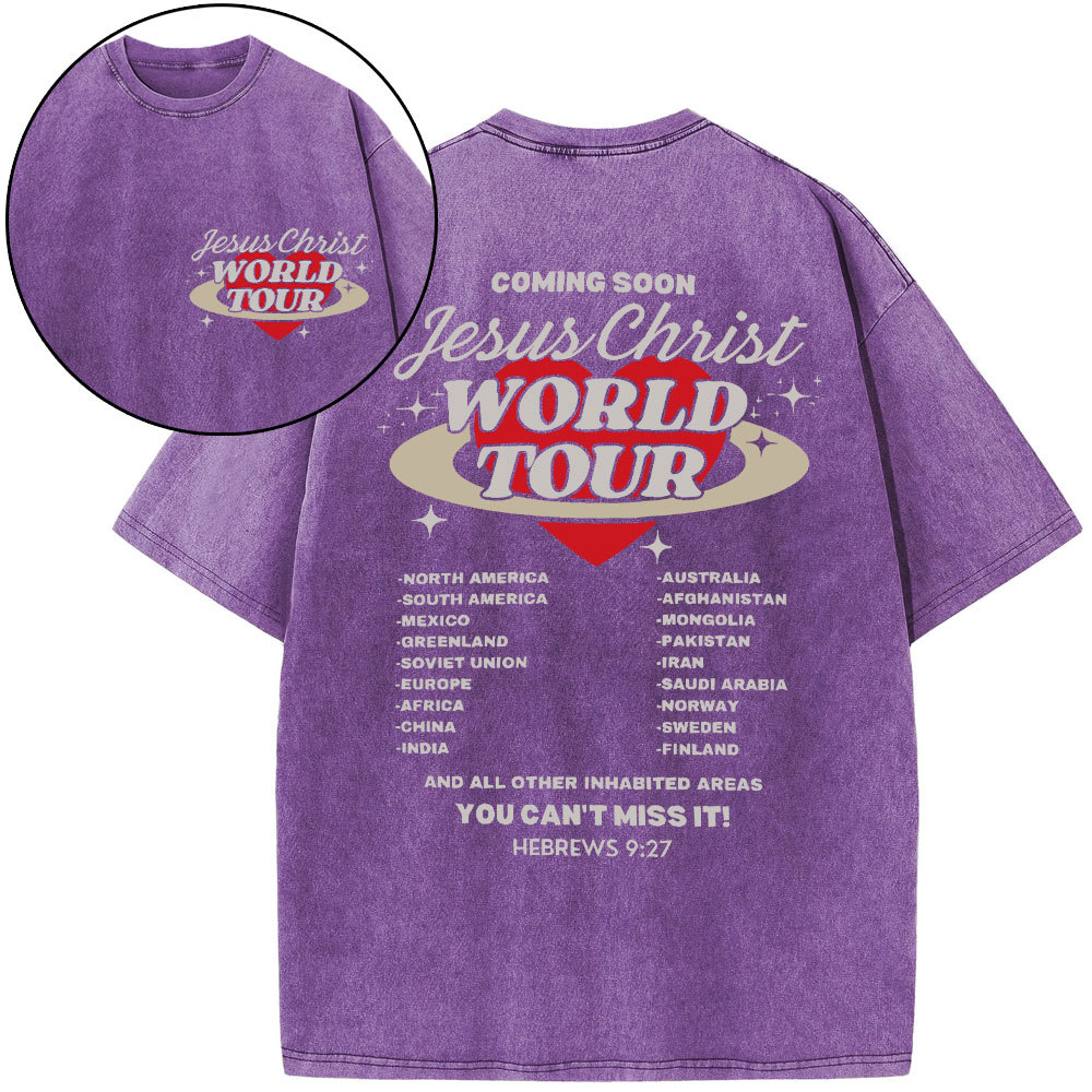 Coming soon Christ World Tour Christian Washed T-Shirt Sale-GuidingCross