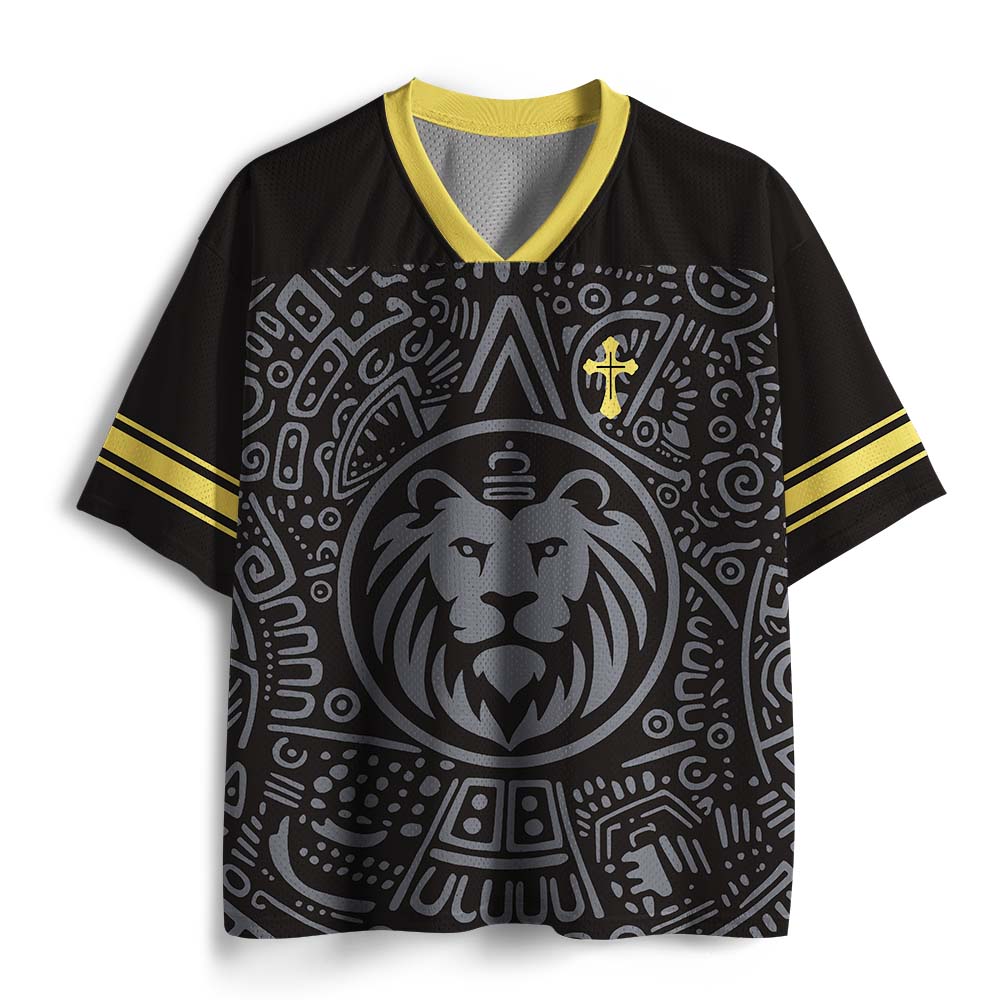 Conqueror Lion Christian Black Mesh Jersey