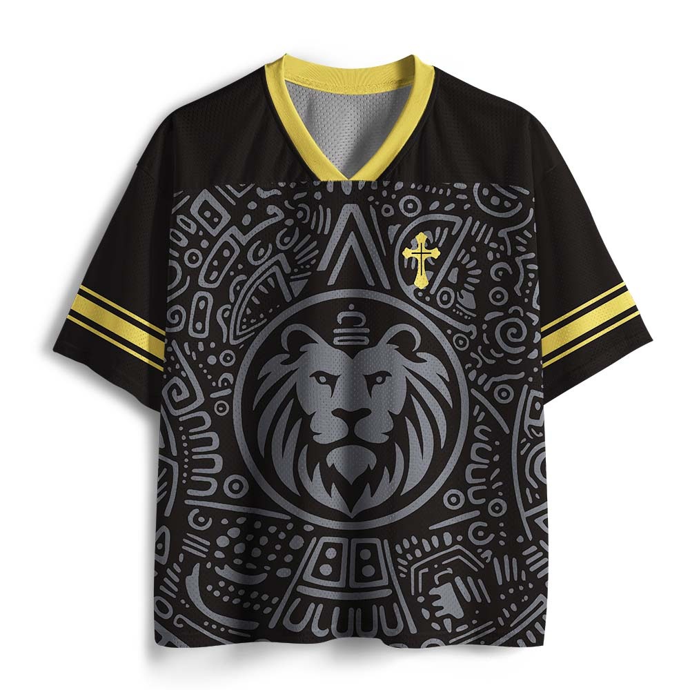 Conqueror Lion Christian Black Mesh Jersey