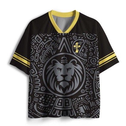 Conqueror Lion Christian Black Mesh Jersey