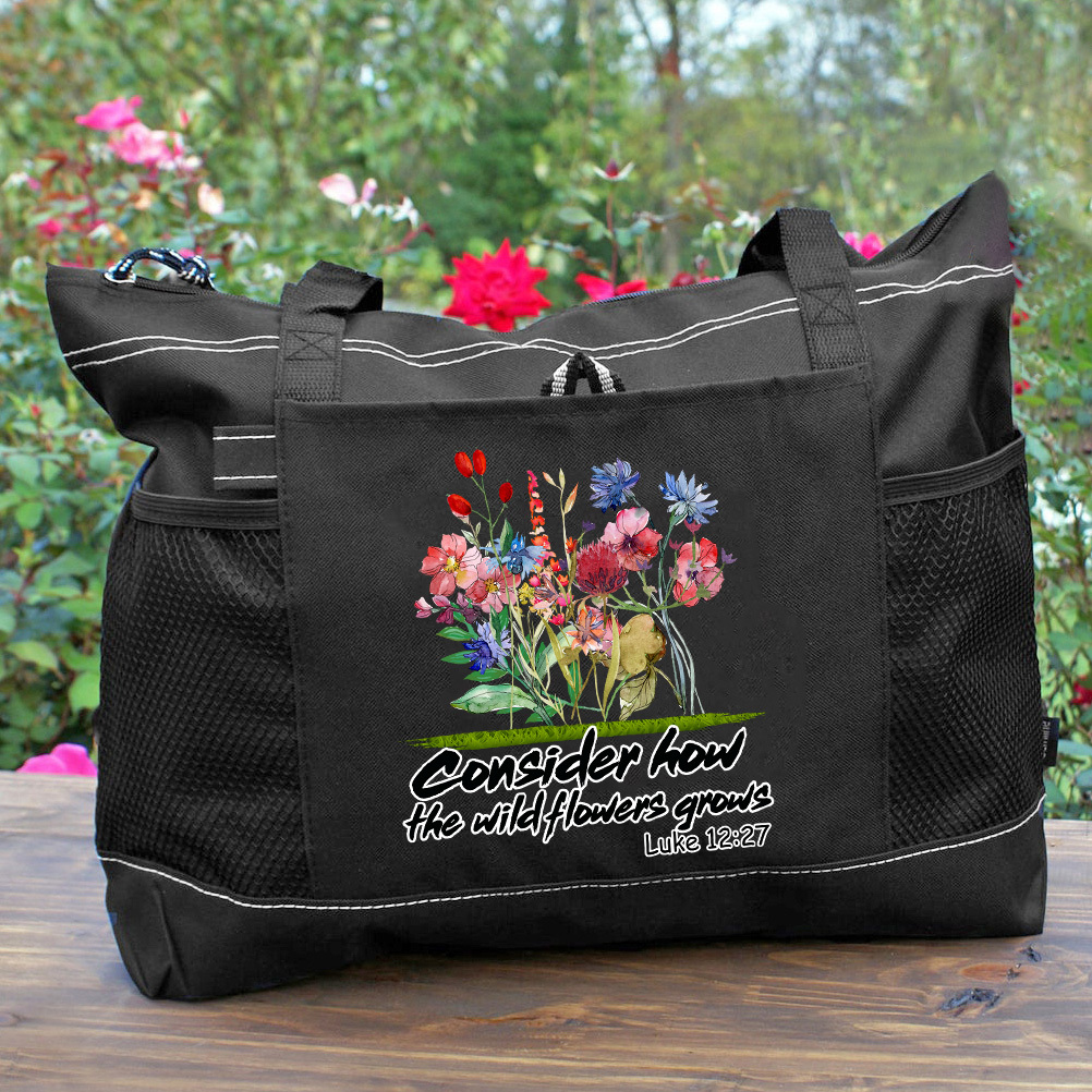 Consider How The Wildflower Grows Christian Tote Bag