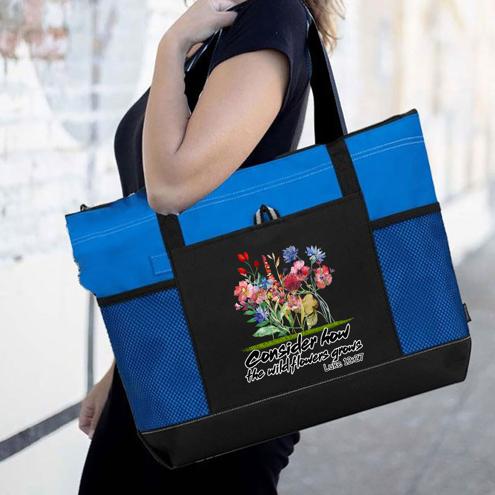 Consider How The Wildflower Grows Christian Tote Bag