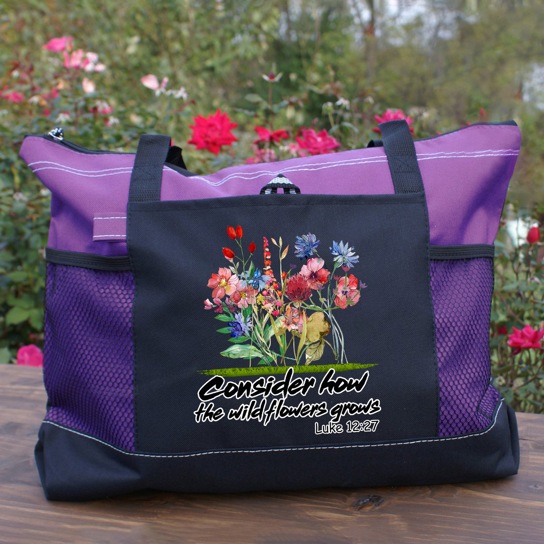 Consider How The Wildflower Grows Christian Tote Bag