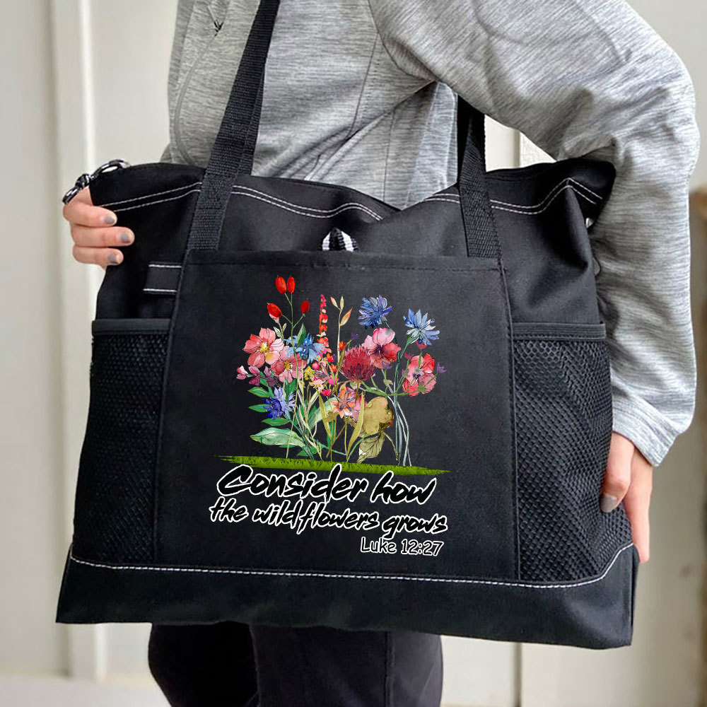 Consider How The Wildflower Grows Christian Tote Bag