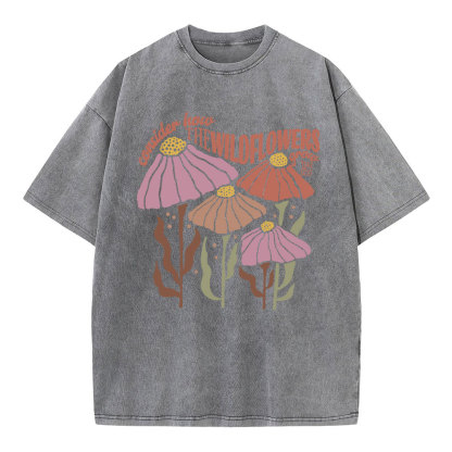 Consider How The Wildflowers Grow Christian Washed T-Shirt