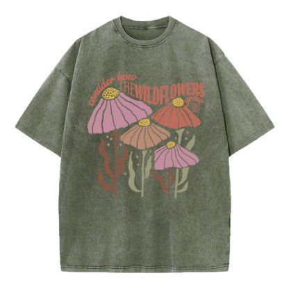 Consider How The Wildflowers Grow Christian Washed T-Shirt