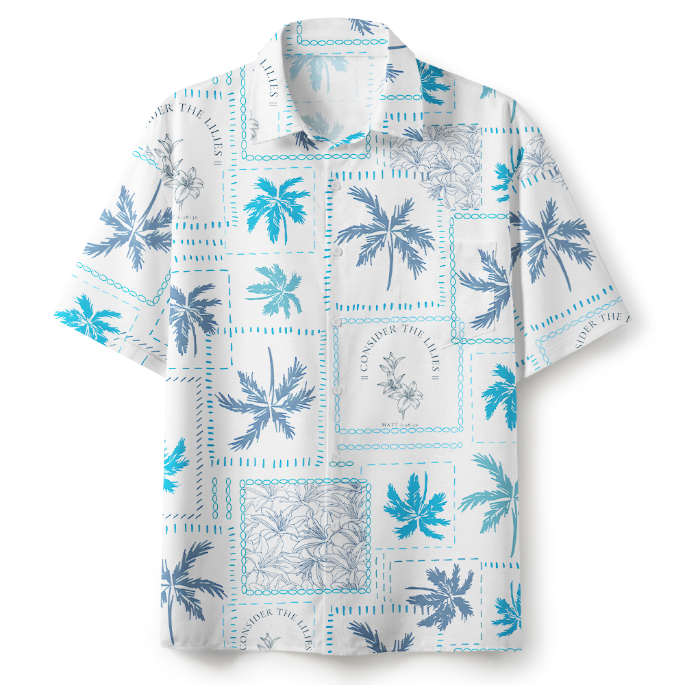 Consider The Lilies Blue Christian Hawaiian Shirt 