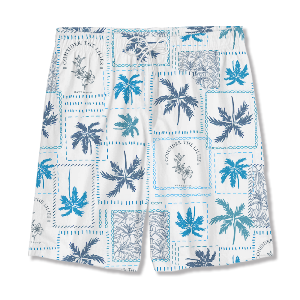 Consider The Lilies Blue Christian Hawaiian Shirt 
