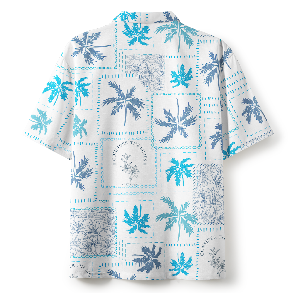 Consider The Lilies Blue Christian Hawaiian Shirt 