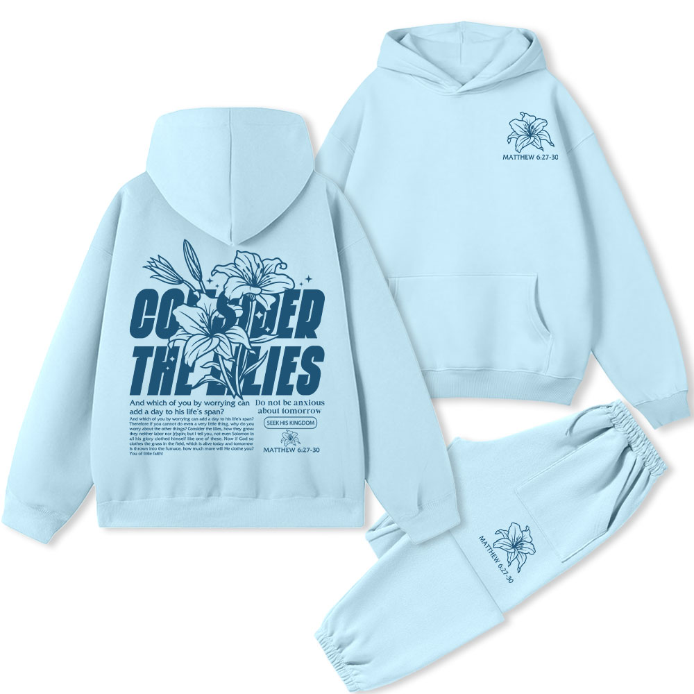 Consider The Lilies Christian Premium Fleece Hoodie Set