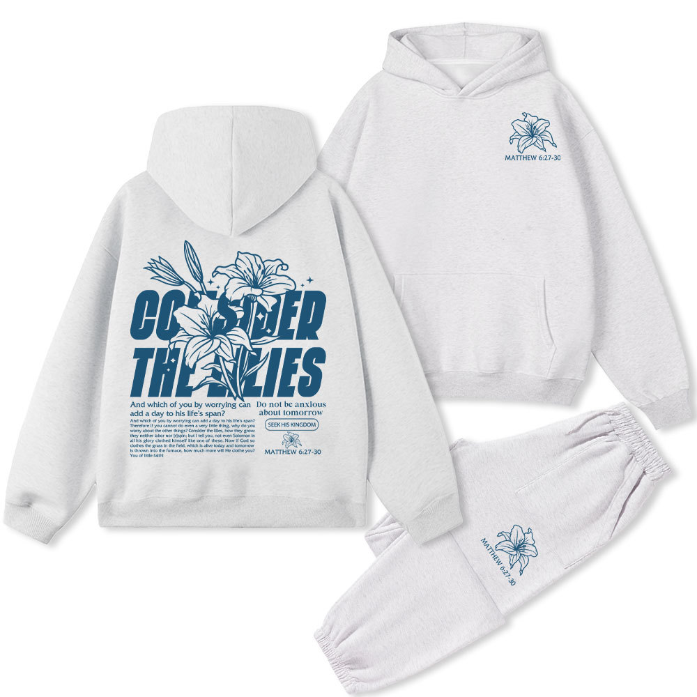 Consider The Lilies Christian Premium Fleece Hoodie Set