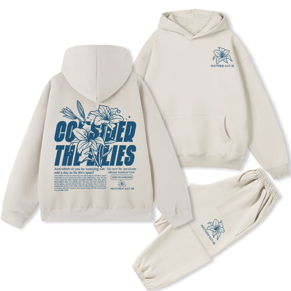 Consider The Lilies Christian Premium Fleece Hoodie Set