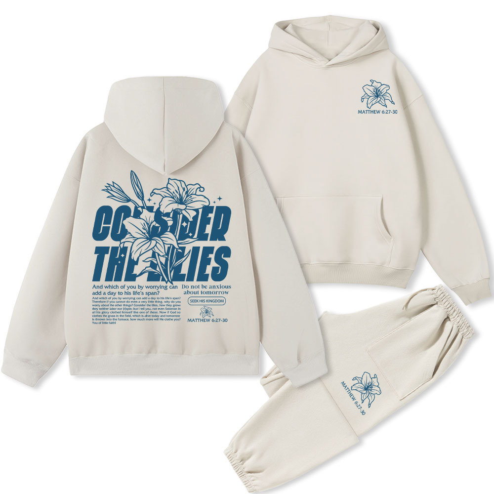 Consider The Lilies Christian Premium Fleece Hoodie Set