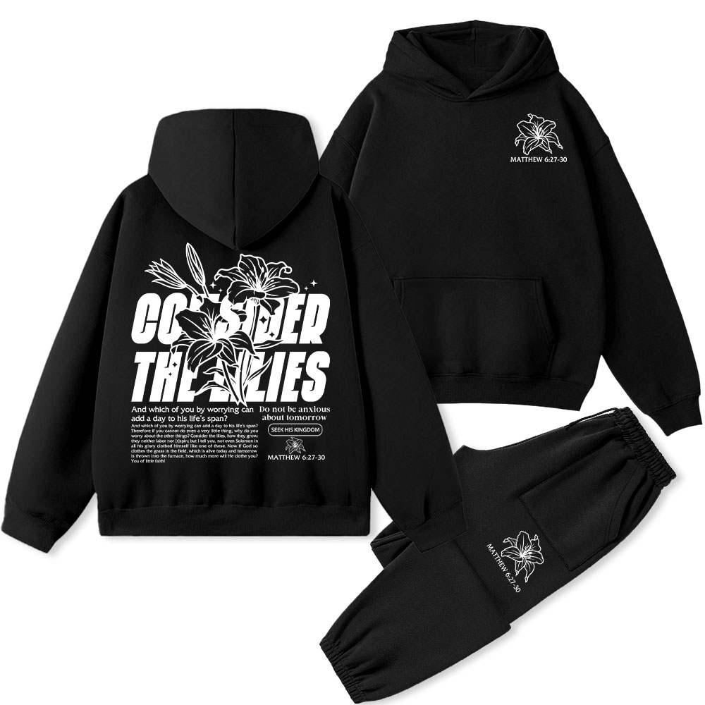 Consider The Lilies Christian Premium Fleece Hoodie Set