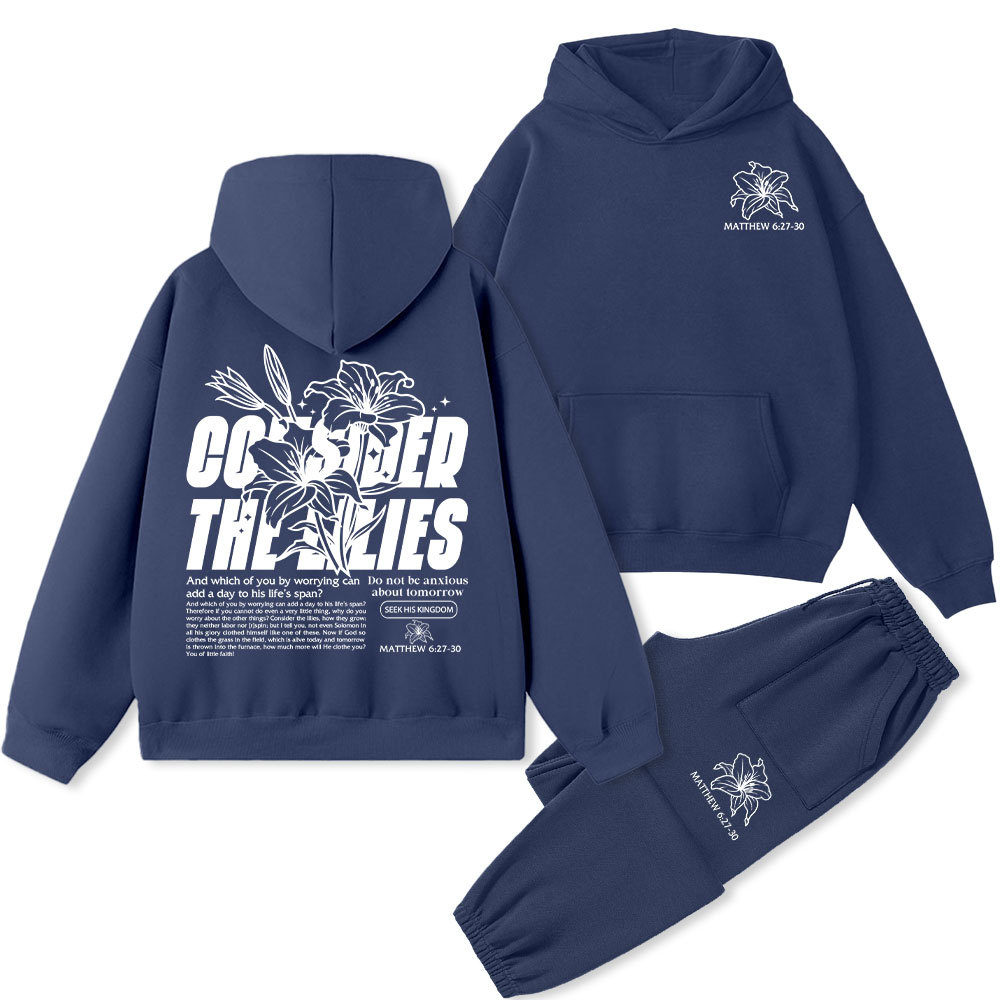 Consider The Lilies Christian Premium Fleece Hoodie Set