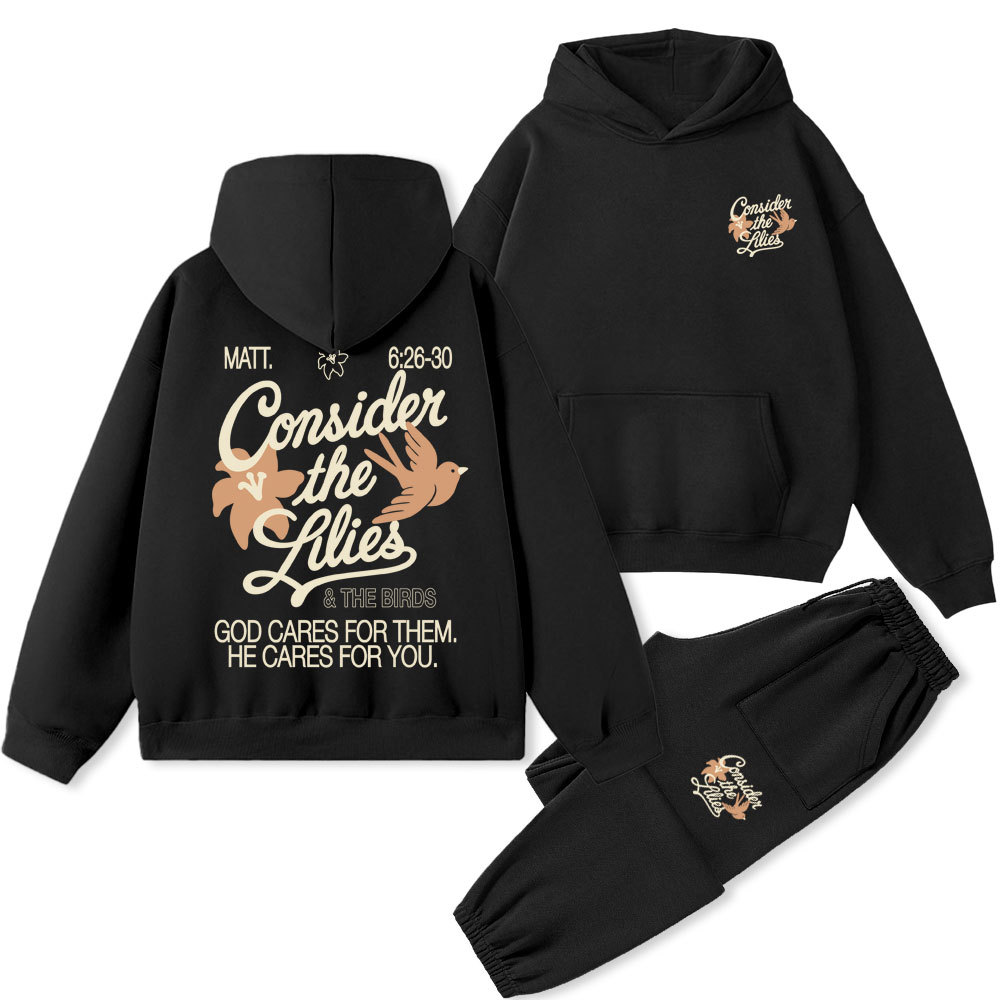 Consider The Lilies & THe Birds Chrsitian Premium Fleece Hoodie Set