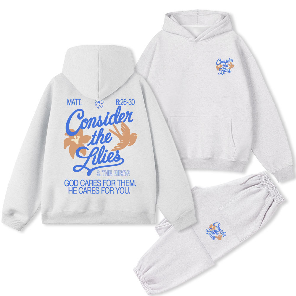 Consider The Lilies & THe Birds Chrsitian Premium Fleece Hoodie Set
