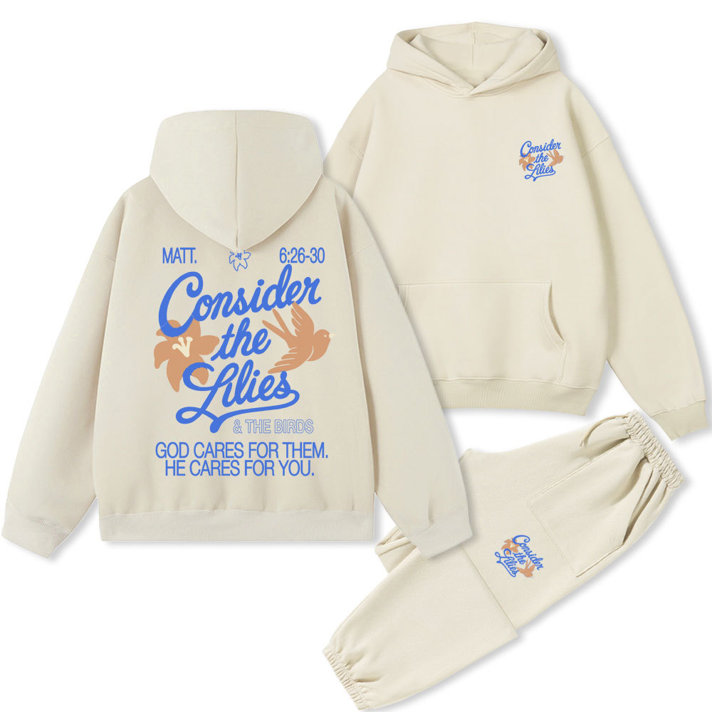 Consider The Lilies & THe Birds Chrsitian Premium Fleece Hoodie Set