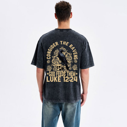 Consider The Ravens  Christian Washed T-Shirt