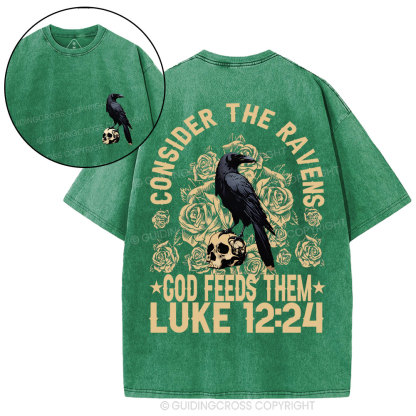 Consider The Ravens  Christian Washed T-Shirt
