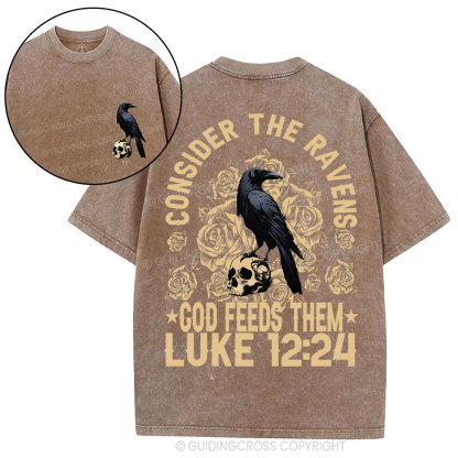 Consider The Ravens  Christian Washed T-Shirt