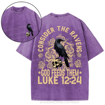 Consider The Ravens  Christian Washed T-Shirt