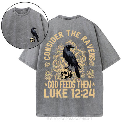 Consider The Ravens  Christian Washed T-Shirt