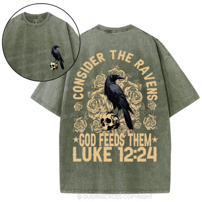 Consider The Ravens  Christian Washed T-Shirt