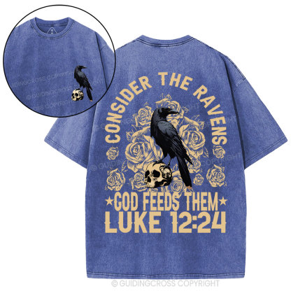 Consider The Ravens  Christian Washed T-Shirt