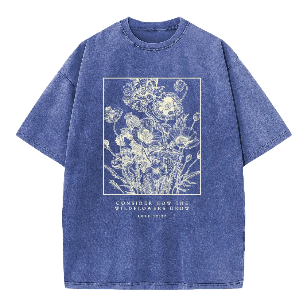 Consider The Wildflowers Christian Washed T-Shirt