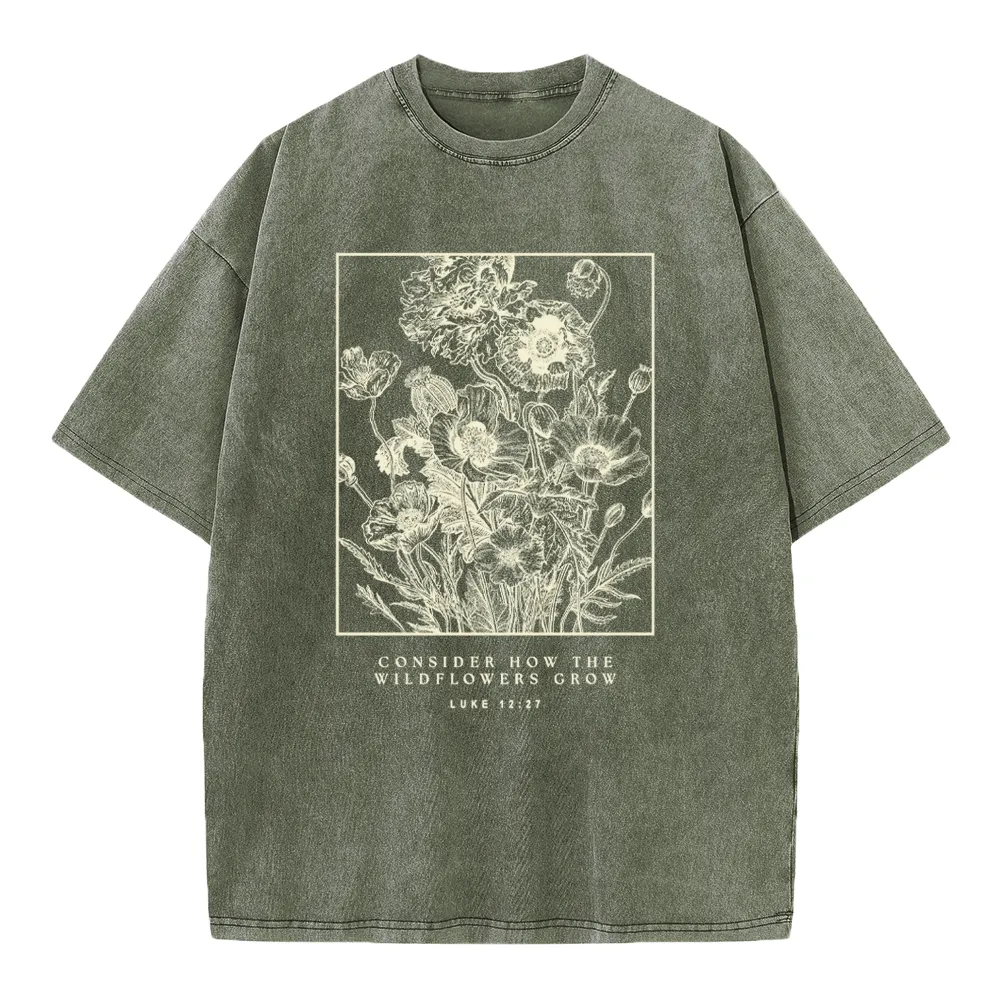Consider The Wildflowers Christian Washed T-Shirt