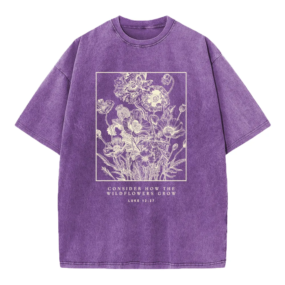 Consider The Wildflowers Christian Washed T-Shirt