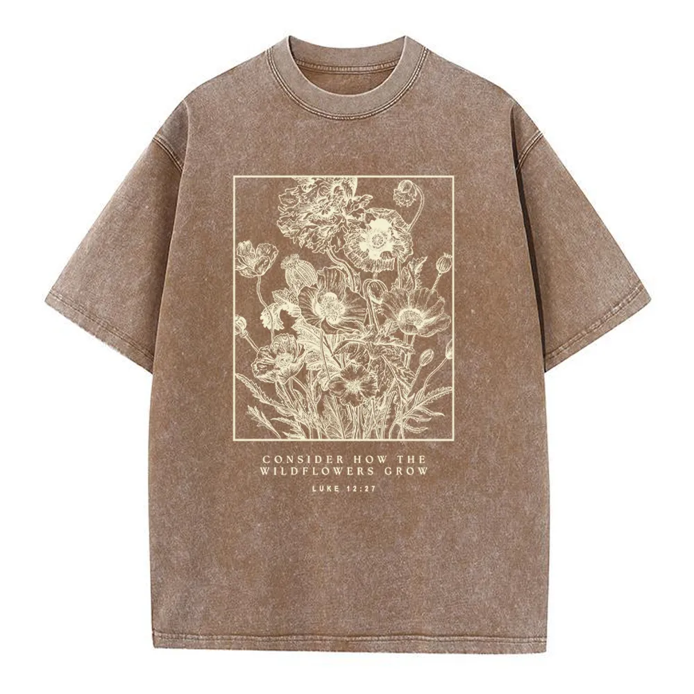 Consider The Wildflowers Christian Washed T-Shirt