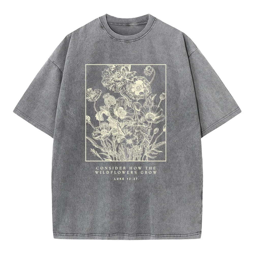 Consider The Wildflowers Christian Washed T-Shirt