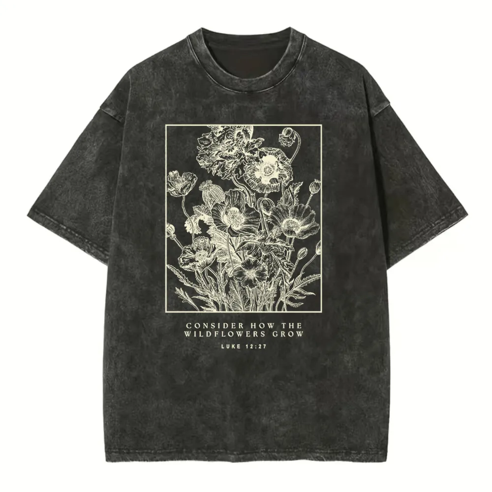 Consider The Wildflowers Christian Washed T-Shirt