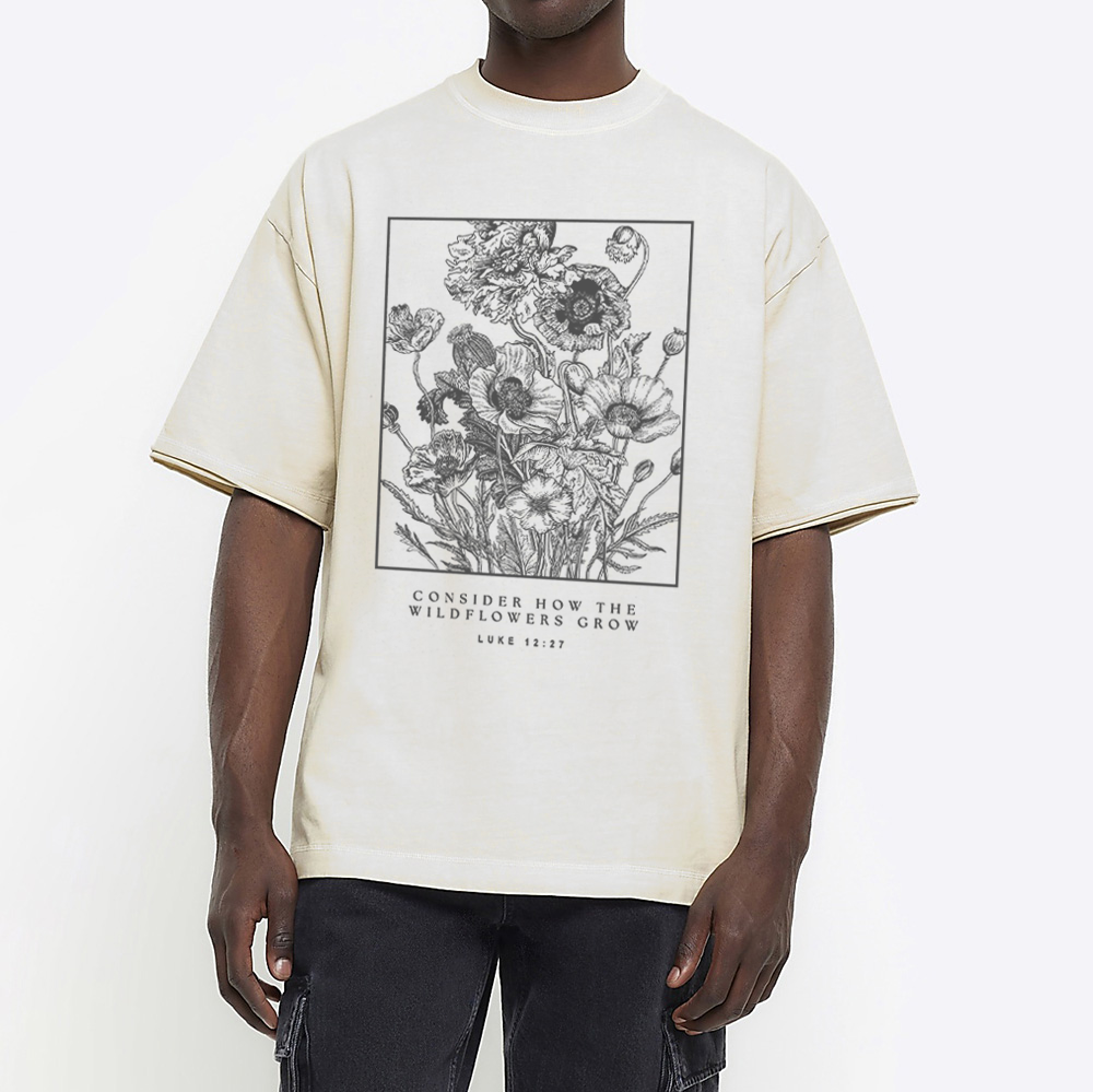 Consider The Wildflowers Christian Washed T-Shirt