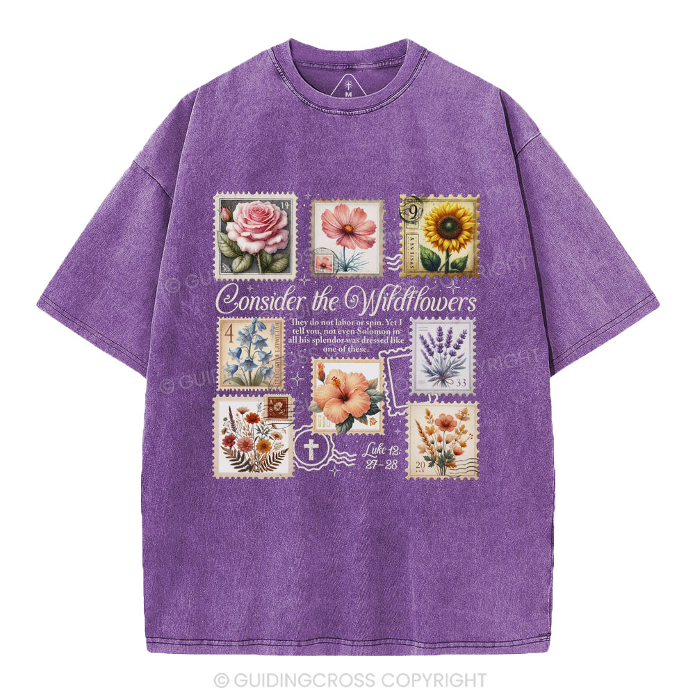 Consider The Wildflowers Christian Washed T-Shirt