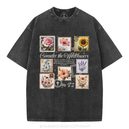 Consider The Wildflowers Christian Washed T-Shirt