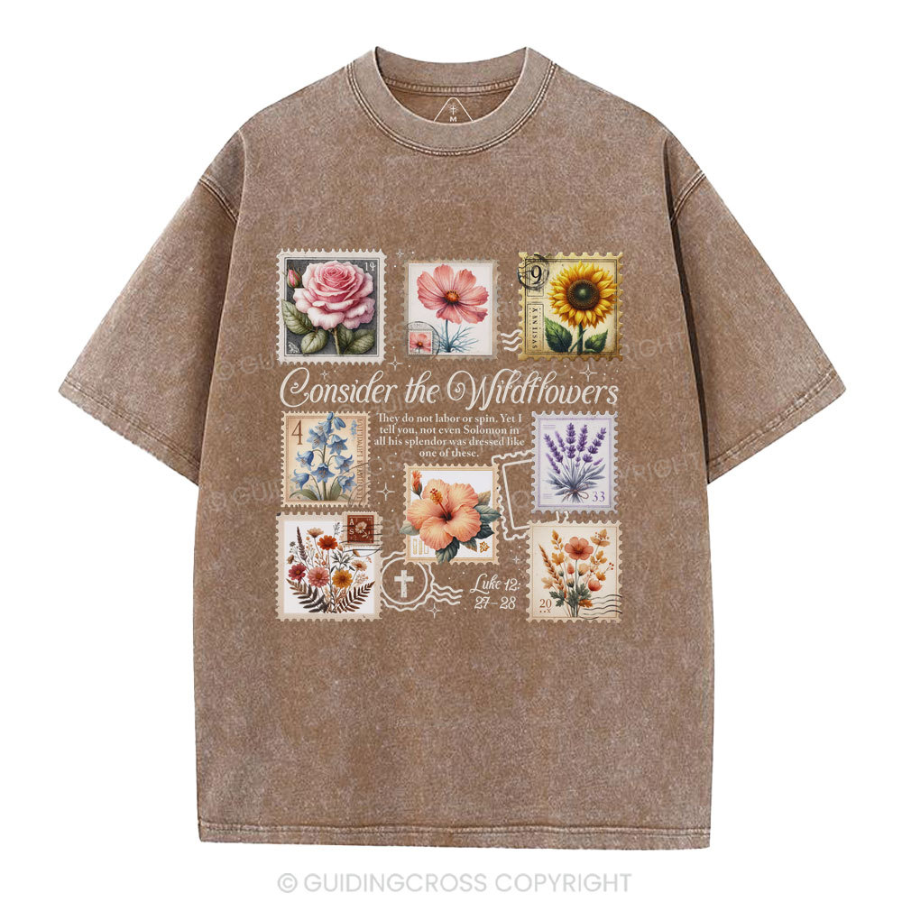 Consider The Wildflowers Christian Washed T-Shirt