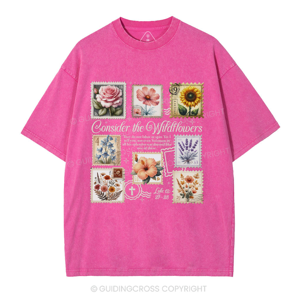Consider The Wildflowers Christian Washed T-Shirt