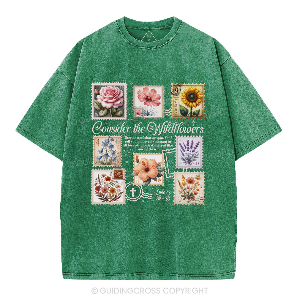 Consider The Wildflowers Christian Washed T-Shirt