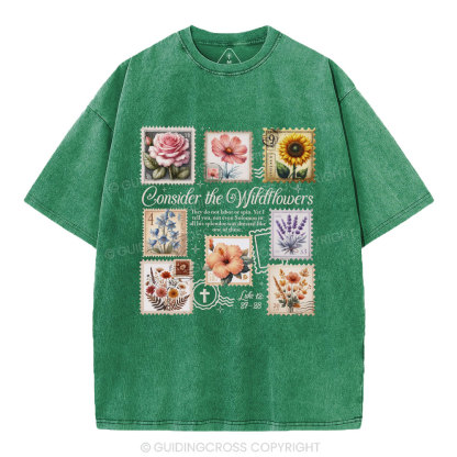 Consider The Wildflowers Christian Washed T-Shirt
